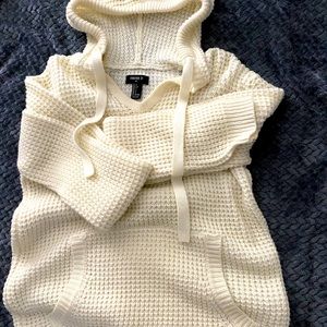 Hooded off white Forever21 sweater